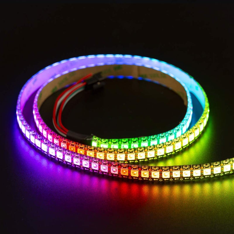 BTF-LIGHTING RGBW RGB+Natural White SK6812 (Similar WS2812B) Individually Addressable 3.3ft 1m 144(2X72) LEDs Flexible 4 Colors in 1 LED Dream Color LED Strip IP65 Waterproof DC5V Black PCB - Image 2